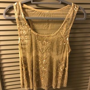 FREE PEOPLE Sequin See Through Top